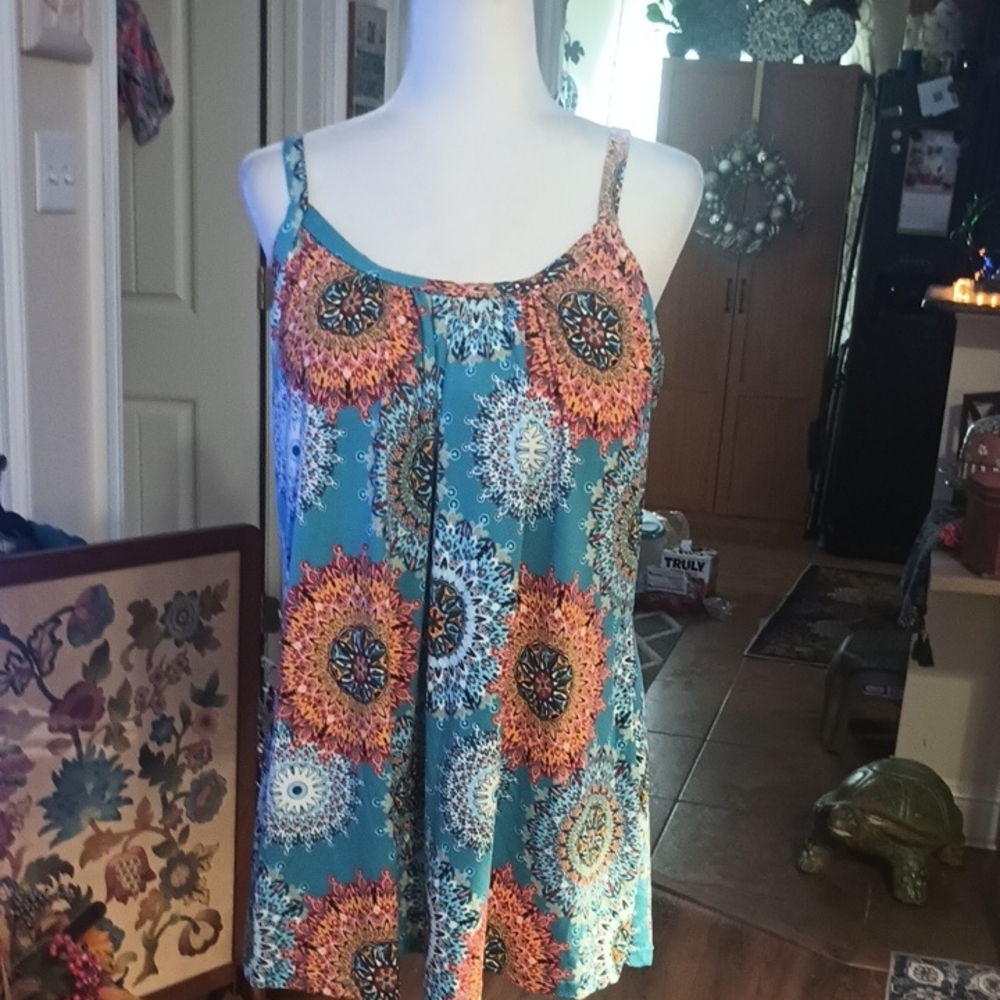 A New By Air Curvey Women's Multicolor Sunburst Tank Top Or Swim Suit To Size 1X